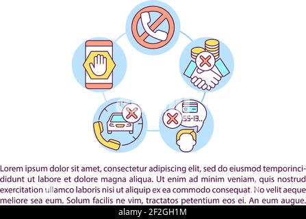 Icona del concetto di prevenzione delle frodi telefoniche con testo Illustrazione Vettoriale