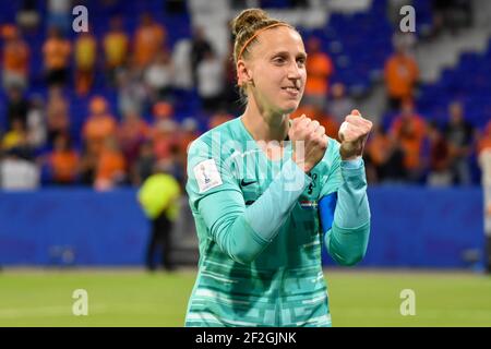 Sari Van Veenendaal dei Paesi Bassi celebra la vittoria dopo la Coppa del mondo femminile FIFA Francia 2019, partita di calcio semifinale tra Paesi Bassi e Svezia il 3 luglio 2019 allo Stade de Lyon di Lione, Francia - Foto Antoine Massinon / A2M Sport Consulting / DPPI Foto Stock