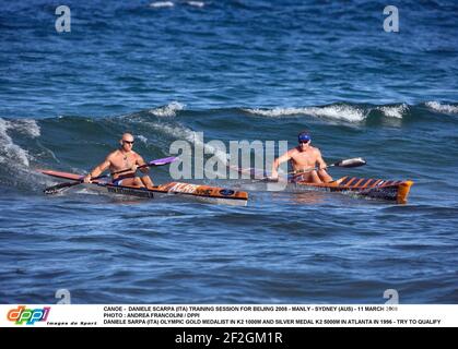 CANOA - DANIELE SCARPA (ITA) SESSIONE DI FORMAZIONE PER PECHINO 2008 - MANLY - SYDNEY (AUS) - 11 MARZO 2008 FOTO : ANDREA FRANCOLINI / DPPI DANIELE SARPA (ITA) MEDAGLIA D'ORO OLIMPICA K2 1000M E MEDAGLIA D'ARGENTO K2 5000M AD ATLANTA NEL 1996 - PROVA A QUALIFICARE I GIOCHI DI PECHINO A 44 ANNI Foto Stock