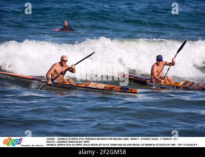 CANOA - DANIELE SCARPA (ITA) SESSIONE DI FORMAZIONE PER PECHINO 2008 - MANLY - SYDNEY (AUS) - 11 MARZO 2008 FOTO : ANDREA FRANCOLINI / DPPI DANIELE SARPA (ITA) MEDAGLIA D'ORO OLIMPICA K2 1000M E MEDAGLIA D'ARGENTO K2 5000M AD ATLANTA NEL 1996 - PROVA A QUALIFICARE I GIOCHI DI PECHINO A 44 ANNI Foto Stock