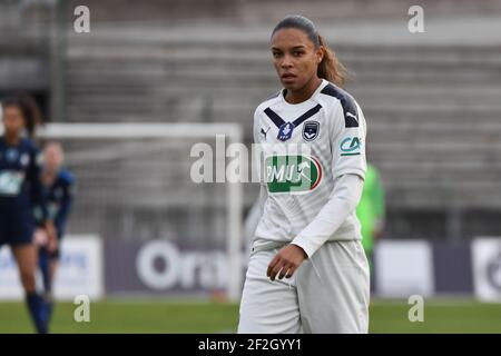 Estelle Cascarino di Girondins de Bordeaux reagisce durante la Coppa di Francia delle Donne, gara di 32 partite di calcio tra Paris FC e Girondin de Bordeaux il 11 gennaio 2020 allo stadio Robert Bobin di Bondoufle, Francia - Foto Melanie Laurent / A2M Sport Consulting / DPPI Foto Stock