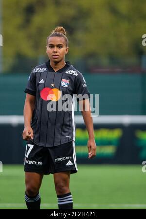 Nikita Parris dell'Olympique Lyonnais reagisce durante la partita di calcio del campionato francese delle donne D1 Arkema tra il Fleury 91 FC e l'Olympique Lyonnais il 2 ottobre 2020 allo stadio Walter Felder di Fleury Merogis, Francia - Foto Melanie Laurent / A2M Sport Consulting / DPPI Foto Stock