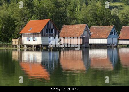 Geografia / viaggio, Germania, Baviera, Immenstadt in Allgaeu, casa barca in collina, Grand Alpsee (lak, Additional-Rights-Clearance-Info-Not-Available Foto Stock