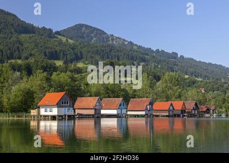 Geografia / viaggio, Germania, Baviera, Immenstadt in Allgaeu, casa barca in collina, Grand Alpsee (lak, Additional-Rights-Clearance-Info-Not-Available Foto Stock