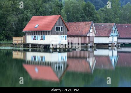 Geografia / viaggio, Germania, Baviera, Immenstadt in Allgaeu, case in barca a Buehl, Grand Alpsee (l, Additional-Rights-Clearance-Info-Not-Available Foto Stock