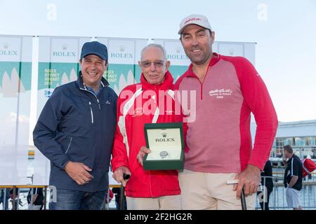 WILD OATS XI, di proprietà di Bob Oatley e scuppato da Mark Richards, Line Honor vincitore del Rolex Sydney 2013 a Hobart, arrivo al Cruising Yacht Club of Australia, Hobart in Tasmania, 28 dicembre 2013. Foto Andrea Francolini / DPPI Foto Stock