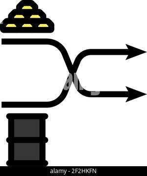 Icona della tabella di confronto dell'oro e dell'olio. Contorno spesso modificabile con disegno riempimento colore. Illustrazione vettoriale. Illustrazione Vettoriale