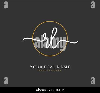 RL scrittura della lettera iniziale e logo della firma. Un logo iniziale di calligrafia concettuale con elemento modello. Illustrazione Vettoriale