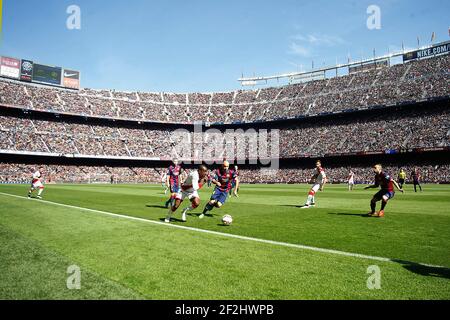 Vista generale dello stadio Camp Nou durante la partita di calcio Liga tra FC Barcelona e Rayo Vallecano l'8 marzo 2015 allo stadio Camp Nou di Barcellona, Spagna. Foto Bagu Blanco / DPPI Foto Stock