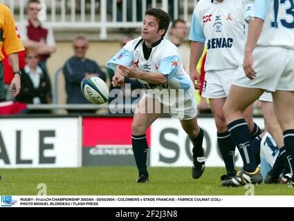 RUGBY - CAMPIONATO FRANCESE 2003/04 - 02/05/2004 - COLOMIERS V STADE FRANCAIS - FABRICE CULINAT (COL) - FOTO MANUEL BLONDAU / PREMERE FLASH Foto Stock