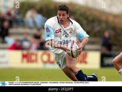 RUGBY - CAMPIONATO FRANCESE 2003/04 - 02/05/2004 - COLOMIERS V STADE FRANCAIS - JULIEN ARIAS (COL) - FOTO MANUEL BLONDAU / PREMERE FLASH Foto Stock