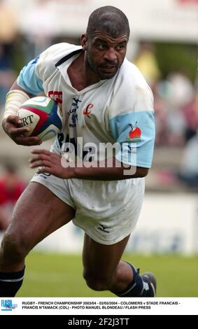 RUGBY - CAMPIONATO FRANCESE 2003/04 - 02/05/2004 - COLOMIERS V STADE FRANCAIS - FRANCIS N'TAMACK (COL) - FOTO MANUEL BLONDAU / PREMERE FLASH Foto Stock