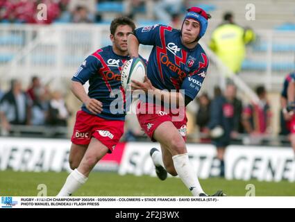 RUGBY - CAMPIONATO FRANCESE 2003/04 - 02/05/2004 - COLOMIERS V STADE FRANCAIS - DAVID SKRELA (ST-F) - FOTO MANUEL BLONDAU / PREMERE FLASH Foto Stock