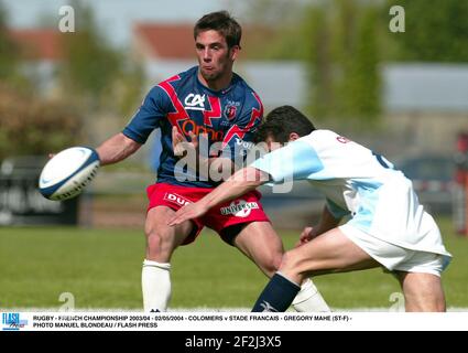 RUGBY - CAMPIONATO FRANCESE 2003/04 - 02/05/2004 - COLOMIERS V STADE FRANCAIS - GREGORY MAHE (ST-F) - FOTO MANUEL BLONDAU / PREMERE FLASH Foto Stock