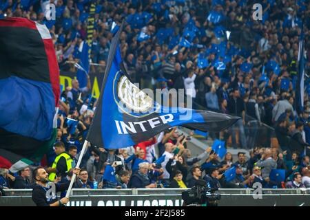 Inter tifosi durante il campionato italiano Serie UNA partita di calcio tra FC Inter Milan e AC Milan il 15 ottobre 2017 a Giuseppe Meazza a Milano - Foto Morgese - Rossini / DPPI Foto Stock