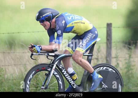 CICLISMO - TOUR DE FRANCE 2012 - TAPPA 9 - Individual Time Trial - Arc-et-Senans > Besançon (38 km) - 09/07/2012 - FOTO MANUEL BLONDAU / DPPI - TEAM SAXO BANK TEAMRIDER CHRIS ANKER SORENSEN DELLA DANIMARCA Foto Stock