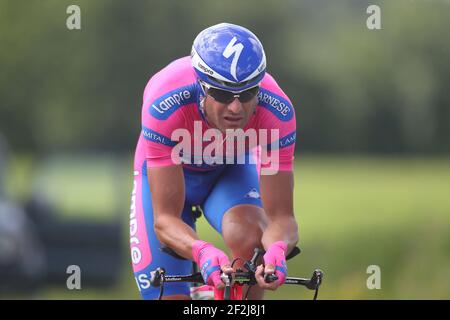 CICLISMO - TOUR DE FRANCE 2012 - TAPPA 9 - Individual Time Trial - Arc-et-Senans > Besançon (38 km) - 09/07/2012 - FOTO MANUEL BLONDAU / DPPI - LAMPRE ISD TEAMRIDER ALESSANDRO PETACCHI ITALIA Foto Stock