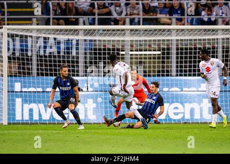 Soaliho Meite di Torino, goal, durante la Serie Italiana UNA partita di calcio Inter Milan contro Torino il 26 agosto 2018 allo Stadio San Siro di Milano, foto Morgese - Rossini / DPPI Foto Stock