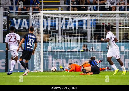 Soaliho Meite di Torino, goal, durante la Serie Italiana UNA partita di calcio Inter Milan contro Torino il 26 agosto 2018 allo Stadio San Siro di Milano, foto Morgese - Rossini / DPPI Foto Stock