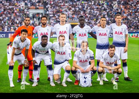 Squadra di Tottenham prima della UEFA Champions League, partita di calcio del Gruppo B tra FC Internazionale e Tottenham Hotspur il 18 settembre 2018 allo stadio San Siro di Milano - Foto Morgese - Rossini / DPPI Foto Stock