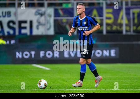 Milano Skriniar di Inter durante la Serie Italiana UNA partita di calcio Inter Milan vs US Lecce il 26 agosto 2019 allo stadio San Siro di Milano. Foto Morgese/Rossini/DPPI Foto Stock