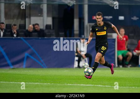 Antonio Candreva di Inter durante la partita di calcio della UEFA Champions League Group F Inter Milan vs Slavia Praga il 17 settembre 2019 allo stadio San Siro di Milano. Foto Morgese/Rossini/DPPI Foto Stock