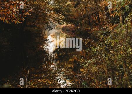 Vista panoramica del canale in autunno Foto Stock