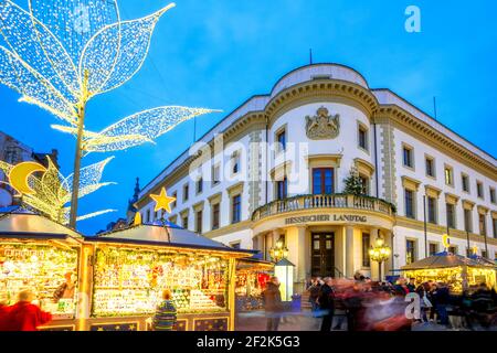 Mercatino di Natale a Wiesbaden, Hessen, Germania Foto Stock