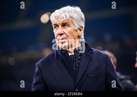 Atalanta allenatore Gian Piero Gasperini durante la UEFA Champions League, partita di calcio del Gruppo C tra Atalanta e Manchester City il 6 novembre 2019 allo stadio San Siro di Milano - Foto Morgese - Rossini / DPPI Foto Stock