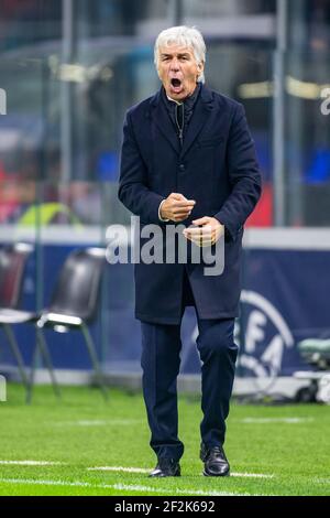 Atalanta allenatore Gian Piero Gasperini durante la UEFA Champions League, partita di calcio del Gruppo C tra Atalanta e Manchester City il 6 novembre 2019 allo stadio San Siro di Milano - Foto Morgese - Rossini / DPPI Foto Stock