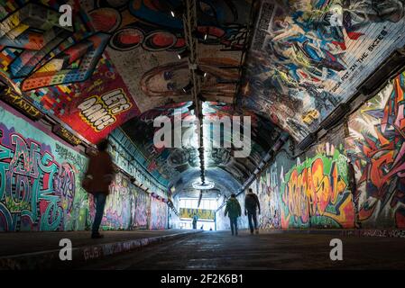 Banksy Tunnels, Leake Street, Londra, Regno Unito. Foto Stock