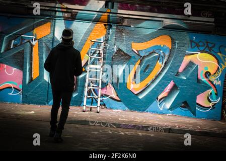 Banksy Tunnels, Leake Street, Londra, Regno Unito. Foto Stock