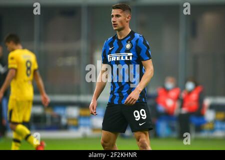 Andrea Pinamonti del FC Internazionale Milano durante il campionato italiano Serie A Football Match tra FC Internazionale e Parma Calcio il 31 ottobre 2020 allo stadio Giuseppe Meazza di Milano - Foto Morgese-Rossini / DPPI Foto Stock