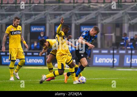 Andrea Pinamonti del FC Internazionale Milano durante il campionato italiano Serie A Football Match tra FC Internazionale e Parma Calcio il 31 ottobre 2020 allo stadio Giuseppe Meazza di Milano - Foto Morgese-Rossini / DPPI Foto Stock