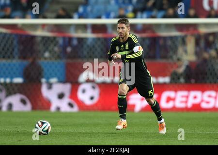 Calcio - International friendly Games 2014 - Spagna v Italia il 5 marzo 2014 a Vicente Calderon Stadium di Madrid , Spagna - Foto Manuel Blondau / AOP PRESS / DPPI - Sergio Ramos di Spagna Foto Stock