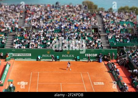 Novak Djokovic di Serbia durante l'ATP Monte-Carlo Rolex Masters 2014, Monaco, il 15 aprile 2014. Photo Manuel Blondau / AOP PRESS / DPPI.EDITORS NOTA: Questa immagine è stata elaborata utilizzando filtri digitali Foto Stock