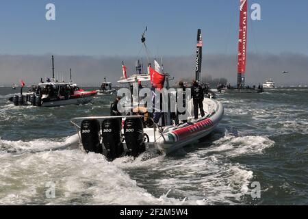 Illustrazione delle costolette da caccia di Luna Rossa durante il secondo giorno (giorno 2) dell'America's Cup 34 in barca a vela al largo di San Francisco (Stati Uniti occidentali), 8 settembre 2013 - Foto : Christophe Favreau / DPPI - Foto Stock