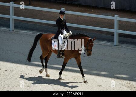 Alizee FROMENT (fra) in sella a Ehrendorf durante la prova di Alltech FEI World Equestrian Games - Dressage CDI3 al Dornano Stadium di Caen, Francia, il 23 giugno 2014 - Photo Christophe Bricot / DPPI Foto Stock