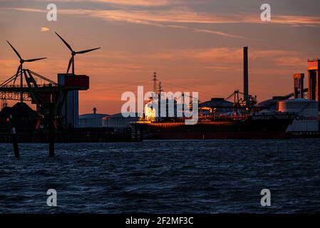 Impressione mattutina, porto di Amburgo Foto Stock