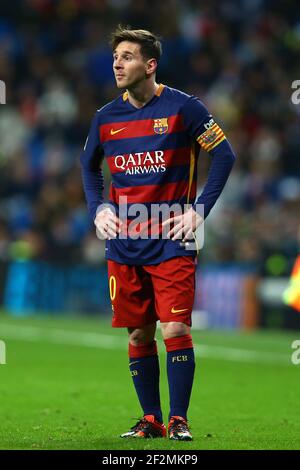 Lionel messi FC Barcellona durante la partita di calcio Liga tra Real Madrid CF e FC Barcelona il 21 novembre 2015 allo stadio Santiago Bernabeu di Madrid, Spagna. Foto: Manuel Blondau/AOP Press/DPPI Foto Stock