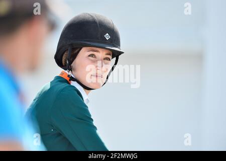 Jessica Springsteen (usa) in sella a Zecilie durante il Jumping Chantilly, Longines Global Champions Tour 2018, dal 12 al 15 luglio 2018 a Chantilly, Francia - Foto Christophe Bricot / DPPI Foto Stock