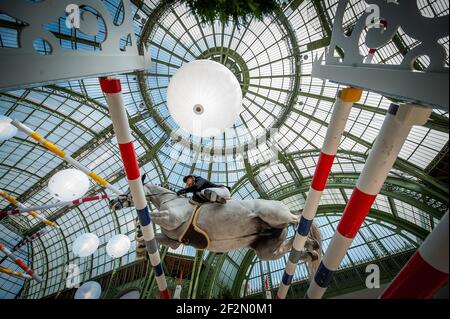 Francia, Parigi : Olivier Robert (fra) in sella a Vangog du Mas Garnier durante il Saut-Hermès, Grand-Palais, il 23 marzo 2019, a Parigi, Francia - Foto Christophe Bricot / DPPI Foto Stock