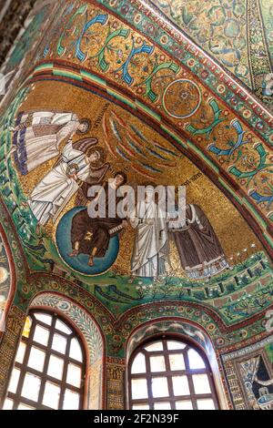 Mosaico absidale, Basilica di San vitale, Ravenna, Emilia-Romagna, Italia Foto Stock