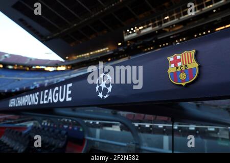 Il logo FC Barcelona è visto prima della UEFA Champions League, partita di calcio del Gruppo B tra FC Barcelona e FC Internazionale il 24 ottobre 2018 allo stadio Camp Nou di Barcellona, Spagna - Foto Manuel Blondau / AOP Press / DPPI Foto Stock