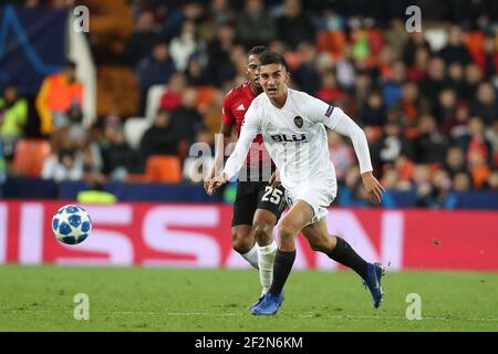 Ferran Torres di Valencia durante la UEFA Champions League, partita di calcio del Gruppo H tra Valencia CF e Manchester United il 12 dicembre 2018 allo stadio Mestalla di Valencia, Spagna - Foto Manuel Blondau / AOP Press / DPPI Foto Stock