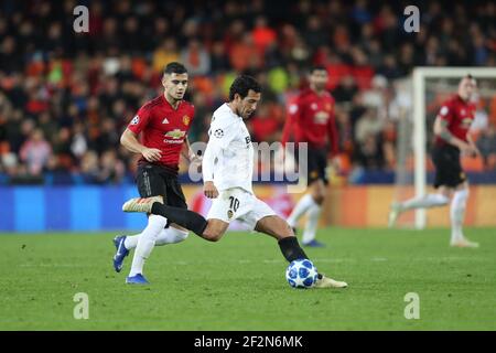 Daniel Parejo di Valencia durante la UEFA Champions League, partita di calcio del Gruppo H tra Valencia CF e Manchester United il 12 dicembre 2018 allo stadio Mestalla di Valencia, Spagna - Foto Manuel Blondau / AOP Press / DPPI Foto Stock