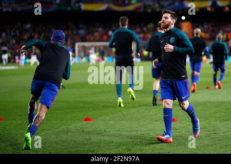 L'attaccante argentino di Barcellona Lionel messi corre prima della partita di calcio della UEFA Champions League tra il FC Barcelona e Parigi Saint-Germain l'8 marzo 2017 allo stadio Camp Nou di Barcellona, Spagna - Photo Benjamin Cremel / DPPI Foto Stock