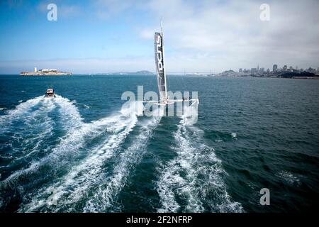 VELA - HYDROPTERE DCNS - VISTA AEREA - SAN FRANCISCO (USA) - VEDUTA AEREA - 31/08-01/09/2012 - FOTO CHRISTOPHE LAUNAY / DPPI - Alain Thébault e il suo equipaggio ( Jacques Vincent - Yves Parlier - Jean le Cam - Robert Douglas ) Foto Stock