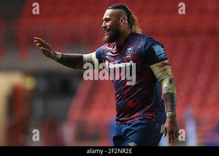 Bristol, Regno Unito. 12 marzo 2021. Nathan Hughes di Bristol Bears durante la partita a Bristol, Regno Unito, il 12/03/2021. (Foto di Mike Jones/News Images/Sipa USA) Credit: Sipa USA/Alamy Live News Foto Stock