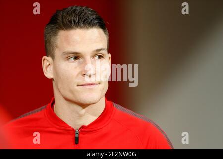 L'attaccante francese dell'Atletico Madrid Kevin Gameiro reagisce durante la partita di calcio Liga del campionato spagnolo tra Atletico Madrid e Real Madrid il 18 novembre 2017 al Wanda Metropolitano di Madrid, Spagna - Foto Benjamin Cremel/DPPI Foto Stock